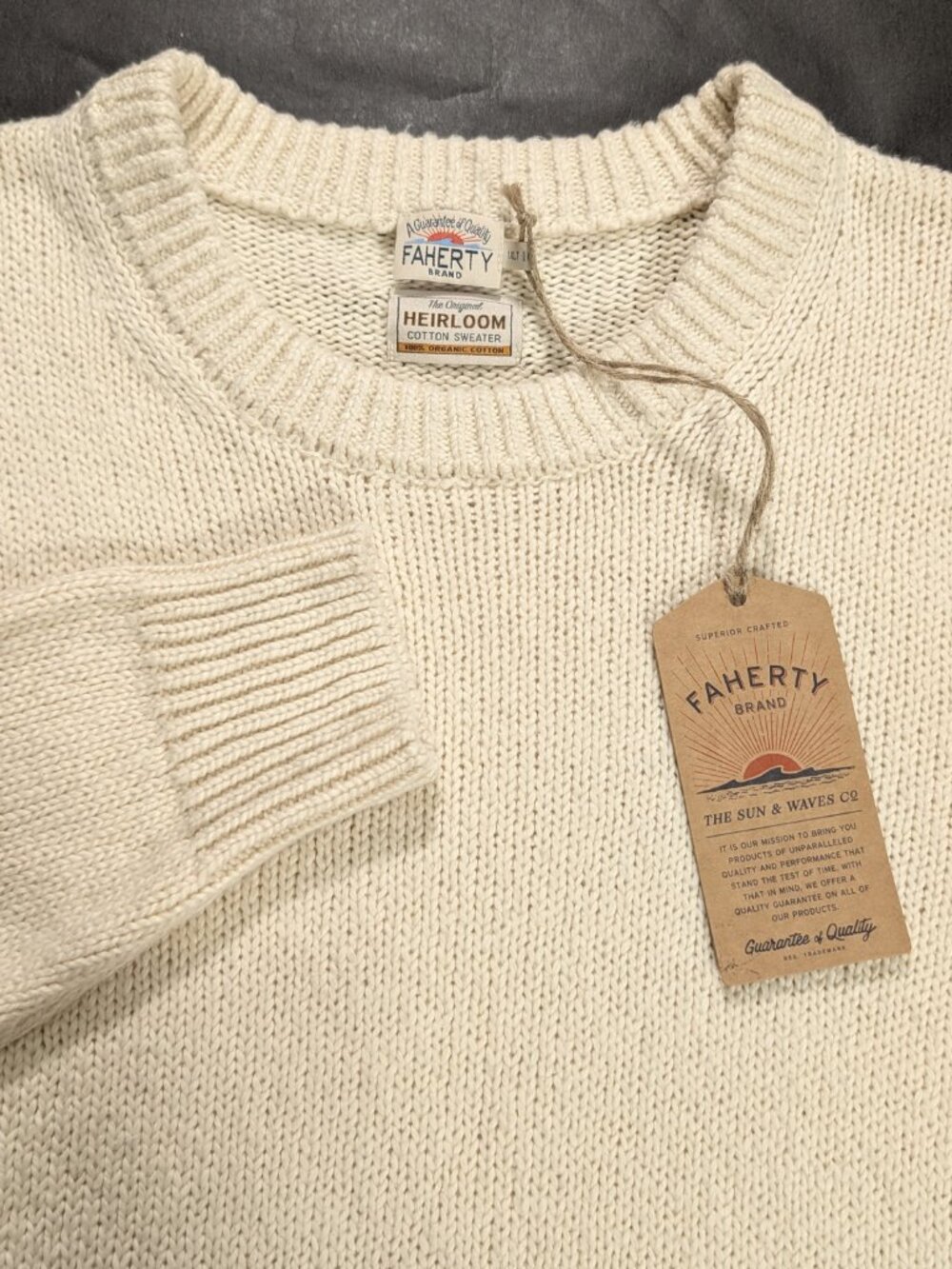 $268 Faherty Heirloom Crewneck Sweater XLT 2XLT 3XLT 4XLT Organic Cotton Knit